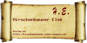 Hirschenhauser Elek névjegykártya